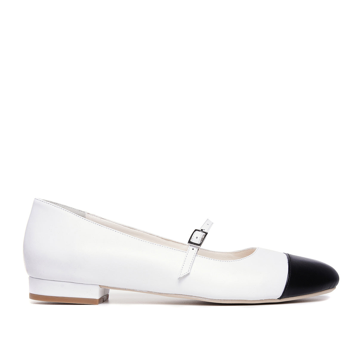Balerini Carrie, Piele Naturala, Alb-Negru - 35 / 1 cm