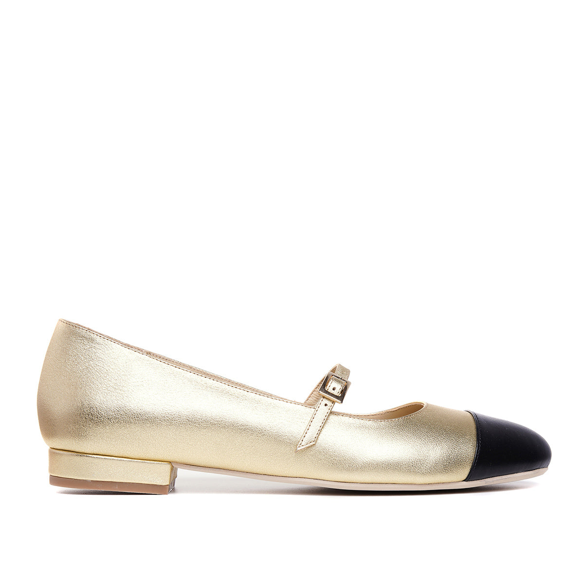 Balerini Carrie, Piele Naturala, Auriu-Negru - 37 / 1 cm