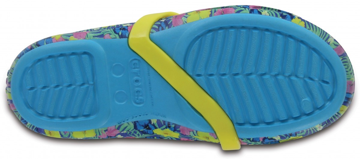 Balerini Crocs Kids' Lina Graphic Flat Albastru - Electric Blue - poza 4