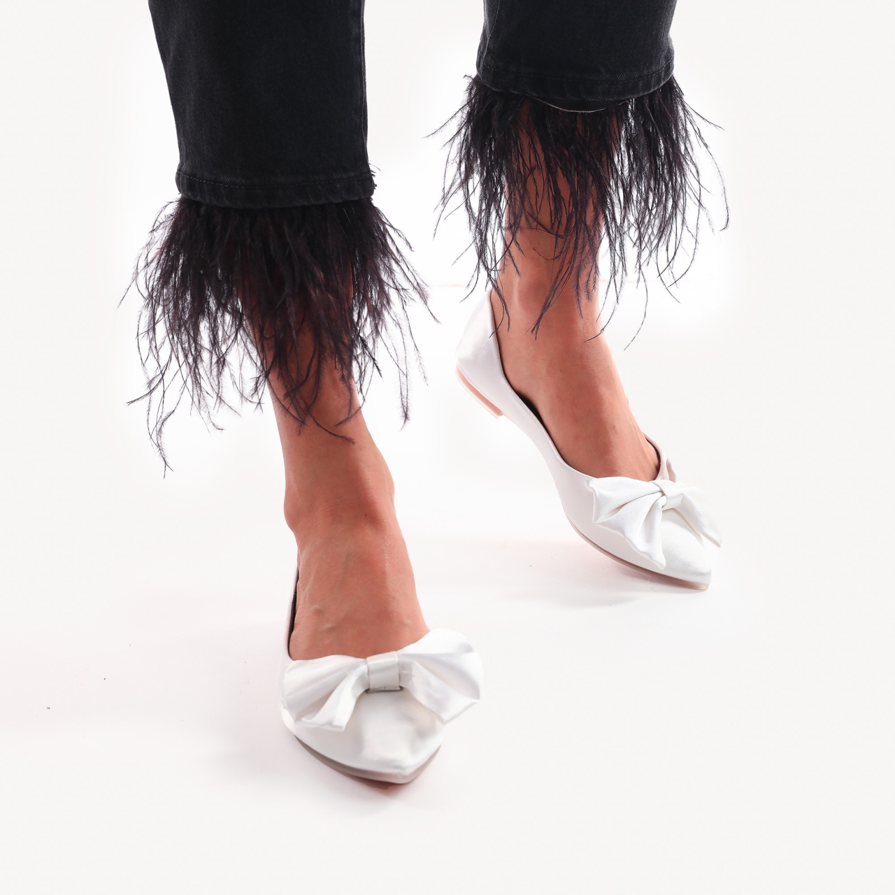 BALERINI Dama cu Fundita din Material Lycra CRL0760 ALB