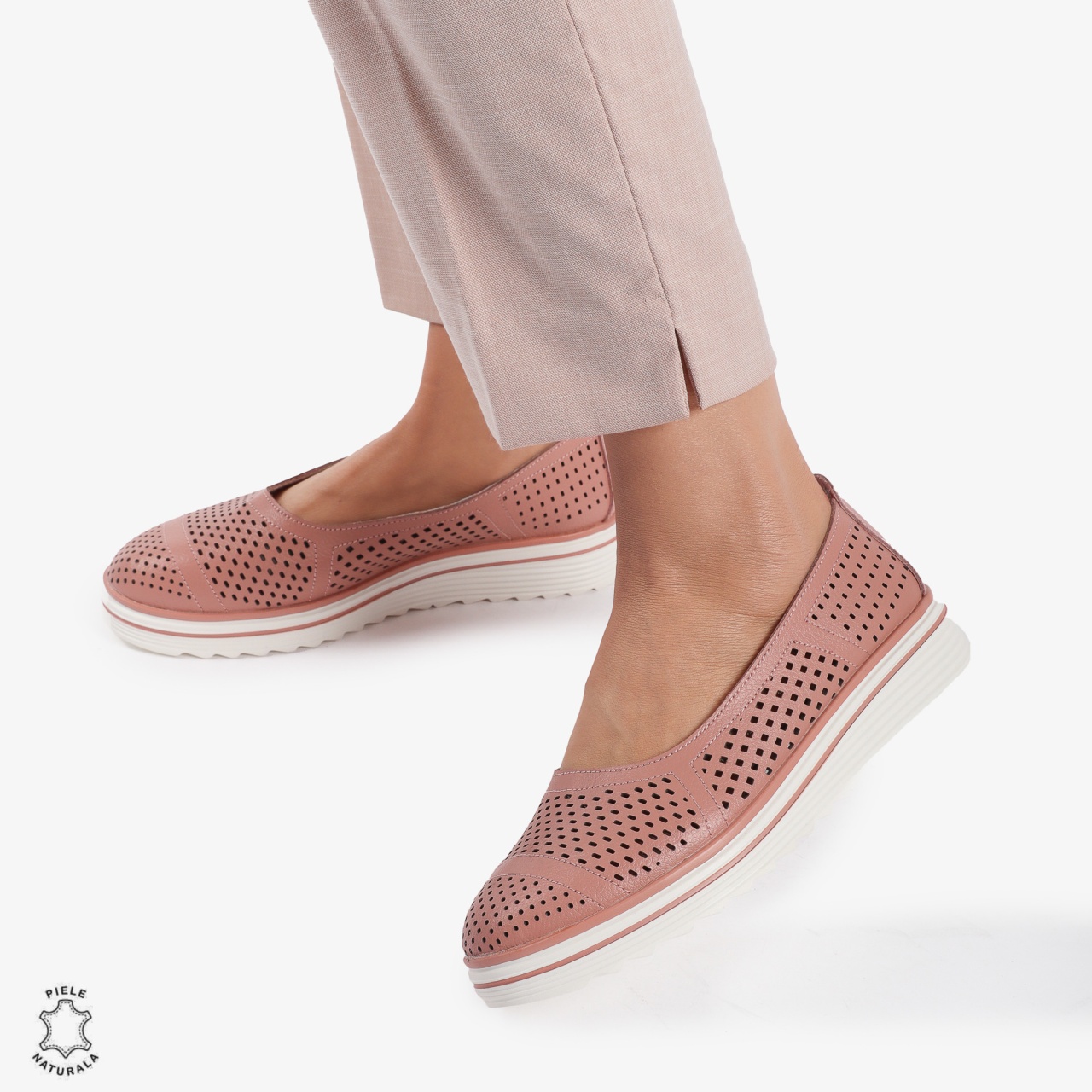 Balerini Dama Piele naturală CRL0105 ROZ