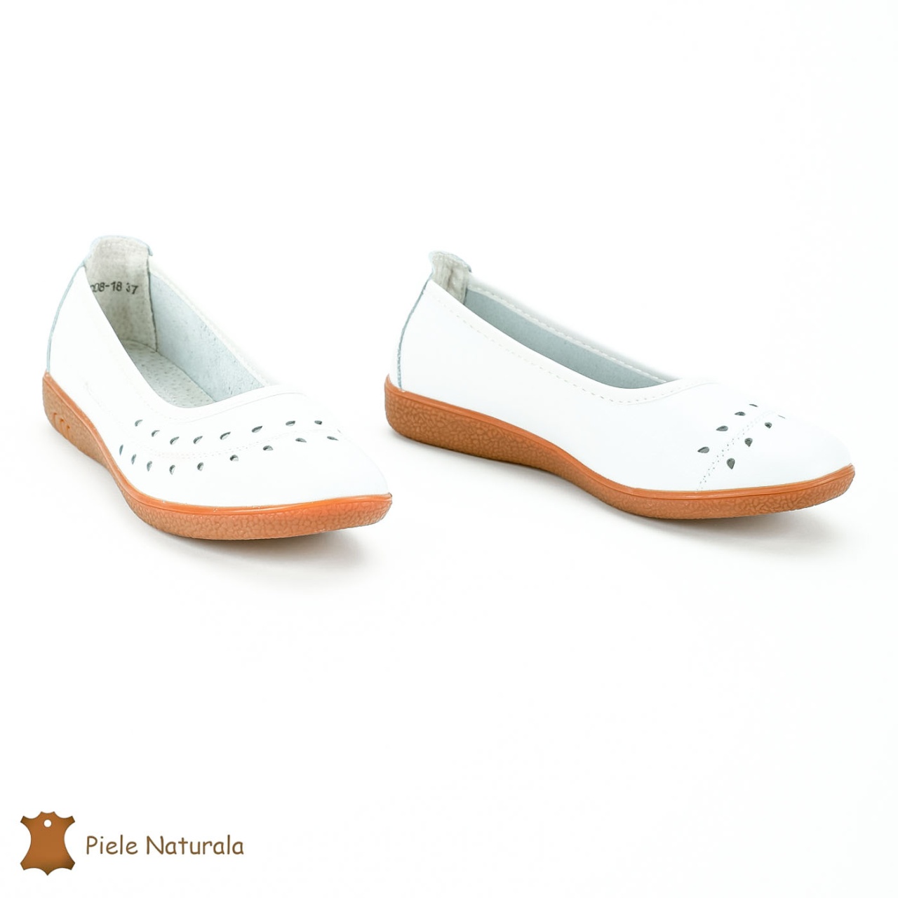 Balerini Dama Piele Naturala slip-on CRL0228 ALB