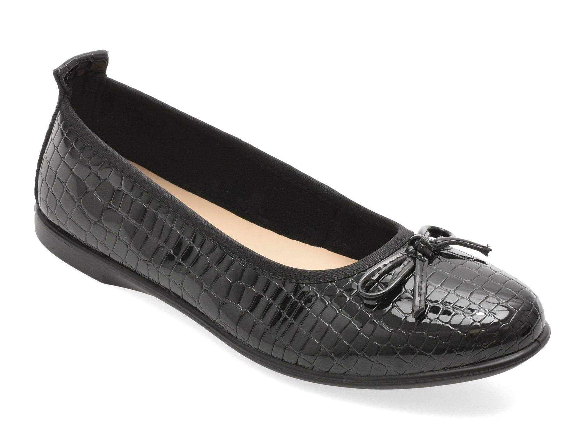 Balerini KARISMA negri, WB60005, din piele croco