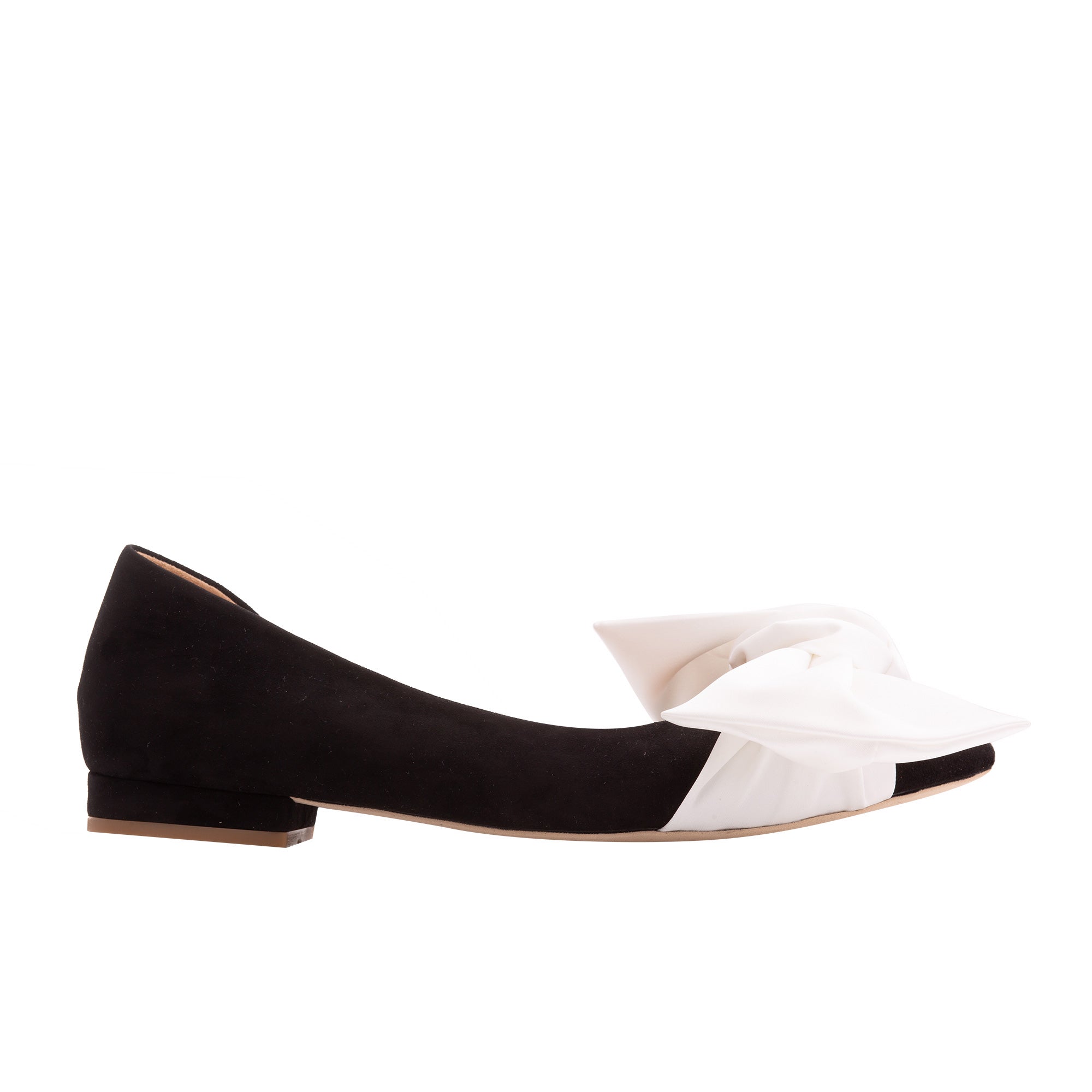 Balerini Samantha cu Funda, Piele Intoarsa, Negru/Alb - 40 / 8 cm