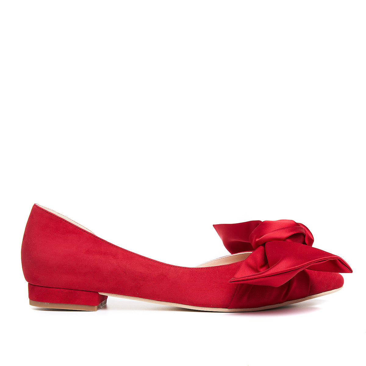 Balerini Samantha cu Funda, Piele Intoarsa, Rosii - 39 / 6.5 cm