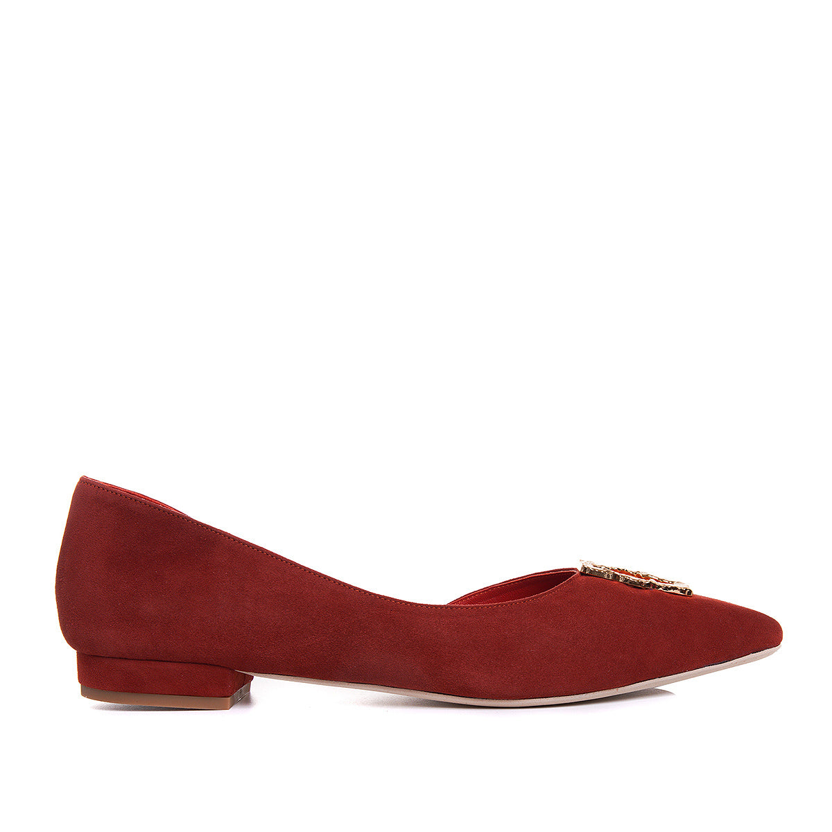Balerini Samantha Piele Intoarsa, Caramiziu - Accesoriu Hexagonal - 34 / 8cm