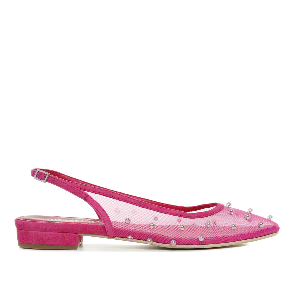 Balerini Zoe, Mesh/Piele Intoarsa, Varf Ascutit, Fucsia - 36.5 / 9.5 cm