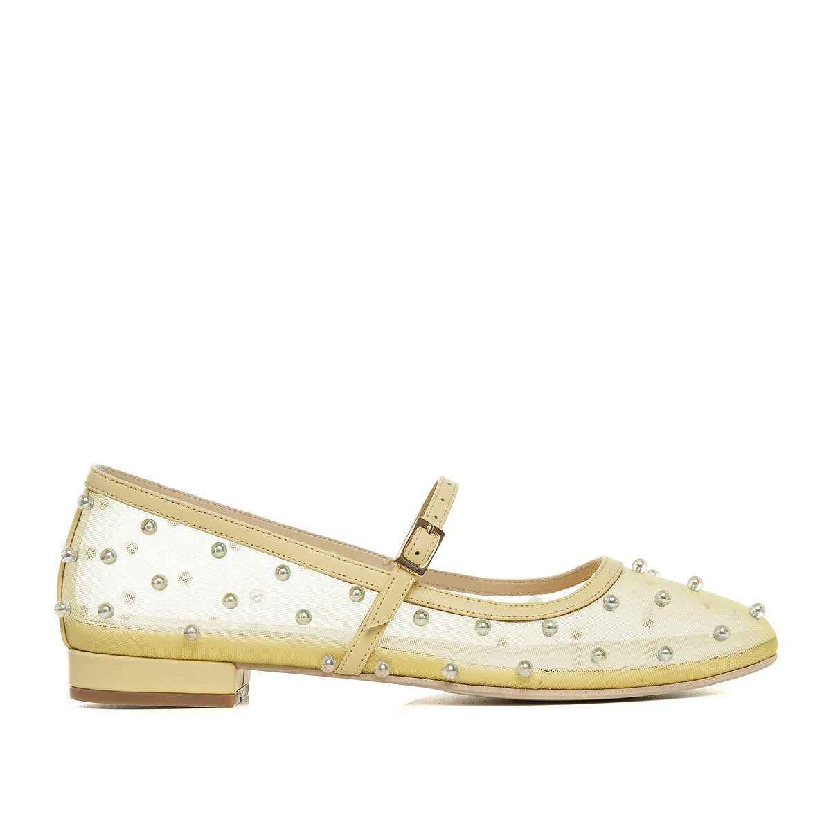 Balerini Zoe, Mesh/Piele Naturala, Galben Pal - 41 / 1 cm