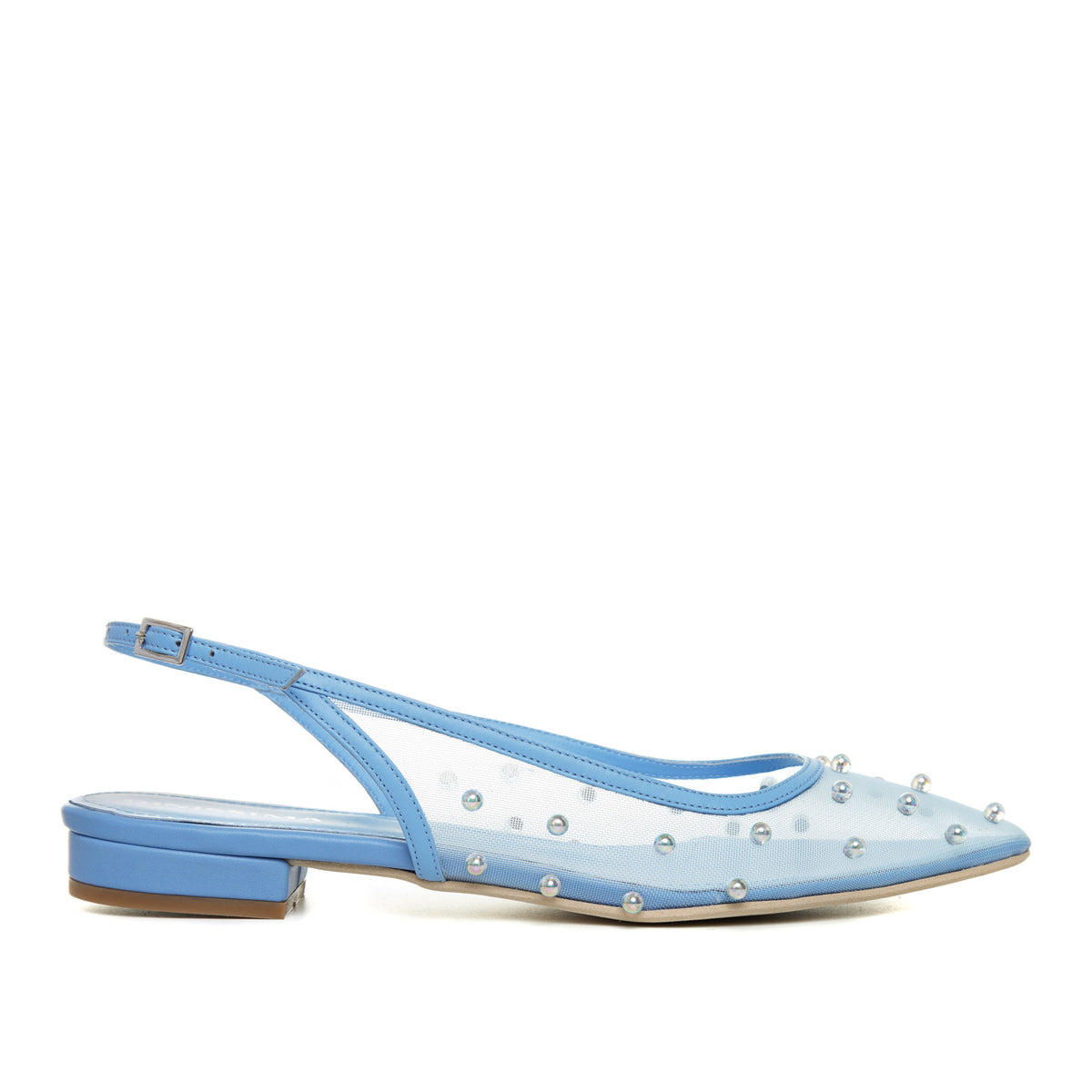Balerini Zoe, Mesh/Piele Naturala, Varf Ascutit, Blue - 40 / 9.5 cm