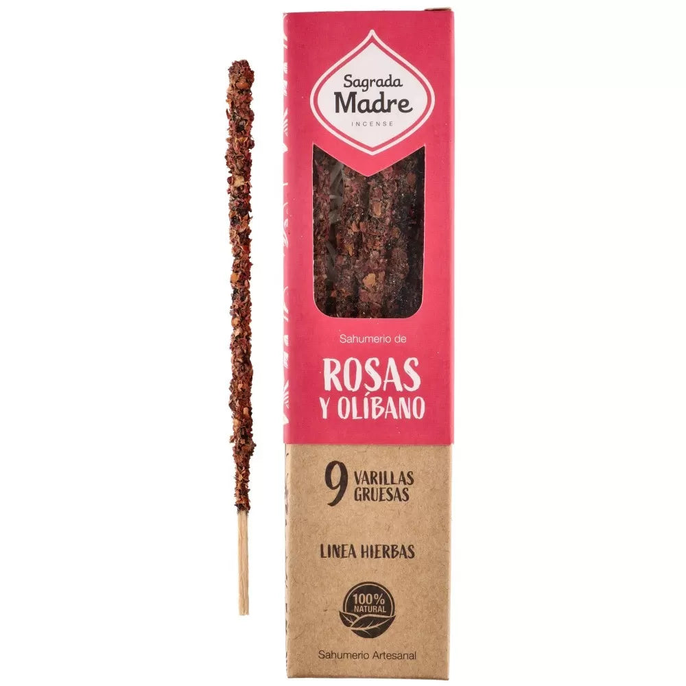 Bețișoare parfumate Roses and Olibanum 17 cm - Sagrada Madre