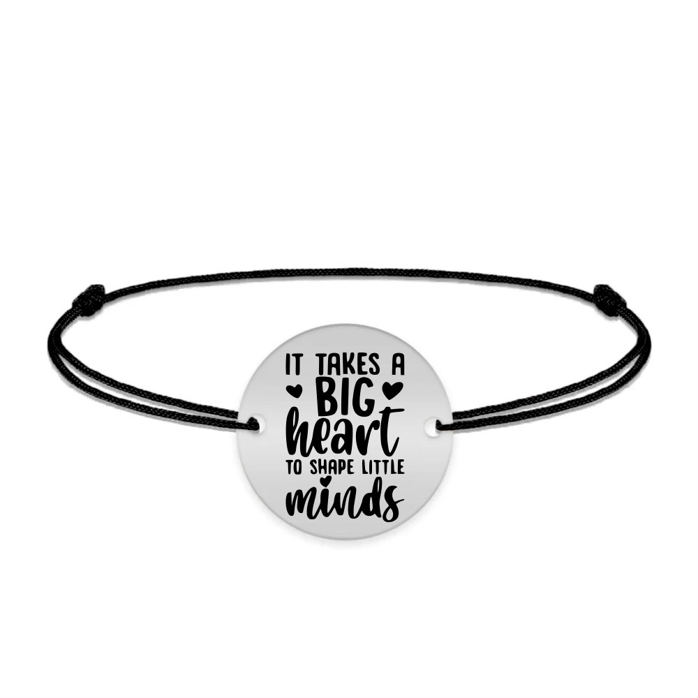 Big Heart - Bratara personalizata snur pentru profesori "It takes a big heart to shape little minds" din argint 925