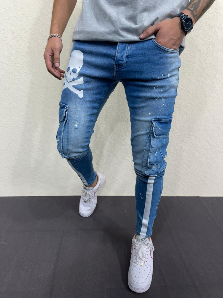 BLUGI BUZUNARE STRIPED&SKULL BLUE BGAS916(6335) (MĂRIME: 33)