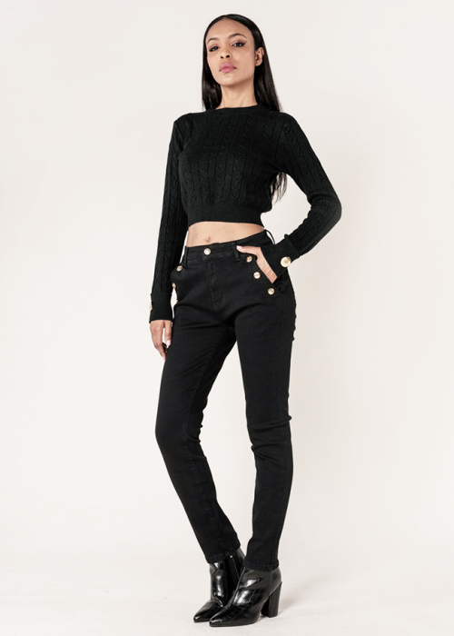 Blugi dama mom fit Nina Carter negrI P216 M10