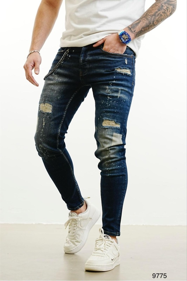 BLUGI MVP CU PETICE SLIM FIT DARK-BLUE BGAS1139(9775) (MĂRIME: 34)