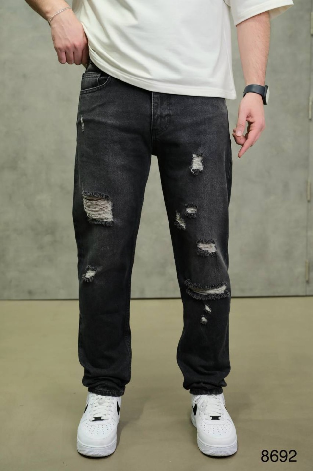 BLUGI RELAXED FIT BLACK DESTROYED – URBAN STREET STYLE (MĂRIME: 32)