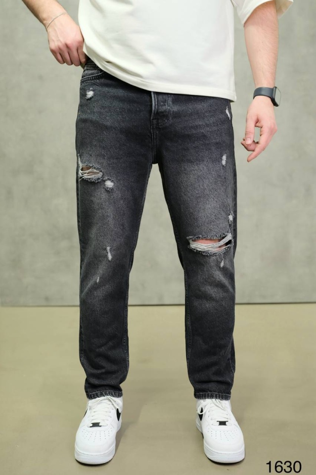 BLUGI RELAXED FIT GREY BLACK DESTROYED – URBAN DISTRESSED DENIM (MĂRIME: 38)
