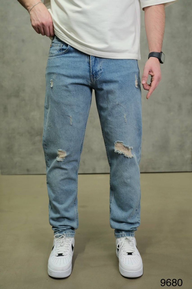 BLUGI RELAXED FIT LIGHT BLUE DESTROYED – VINTAGE STREET DENIM (MĂRIME: 34)