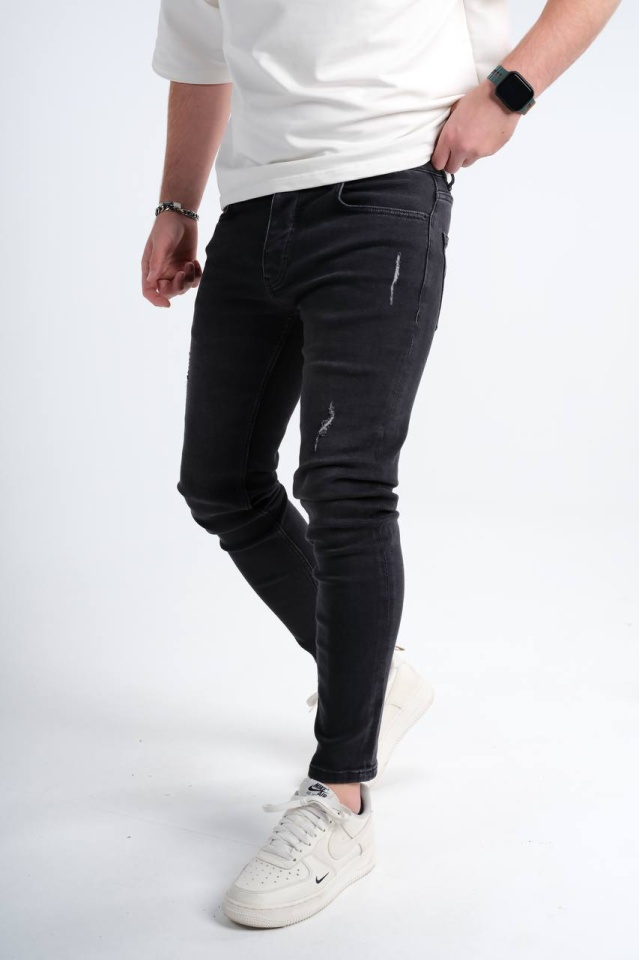 BLUGI SKINNY BĂRBAȚI DENIM STRETCH BLACK DISTRESSED BGAS1164(9747) (MĂRIME: 33)