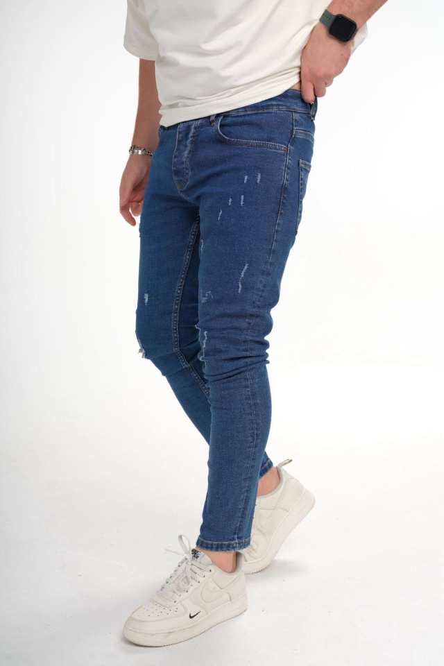 BLUGI SKINNY BĂRBAȚI DENIM STRETCH BLUE DISTRESSED BGAS1165(9632) (MĂRIME: 40)
