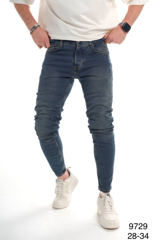 BLUGI SKINNY BĂRBAȚI DENIM STRETCH BLUE WASHED BGAS1161(9729) (MĂRIME: 36)