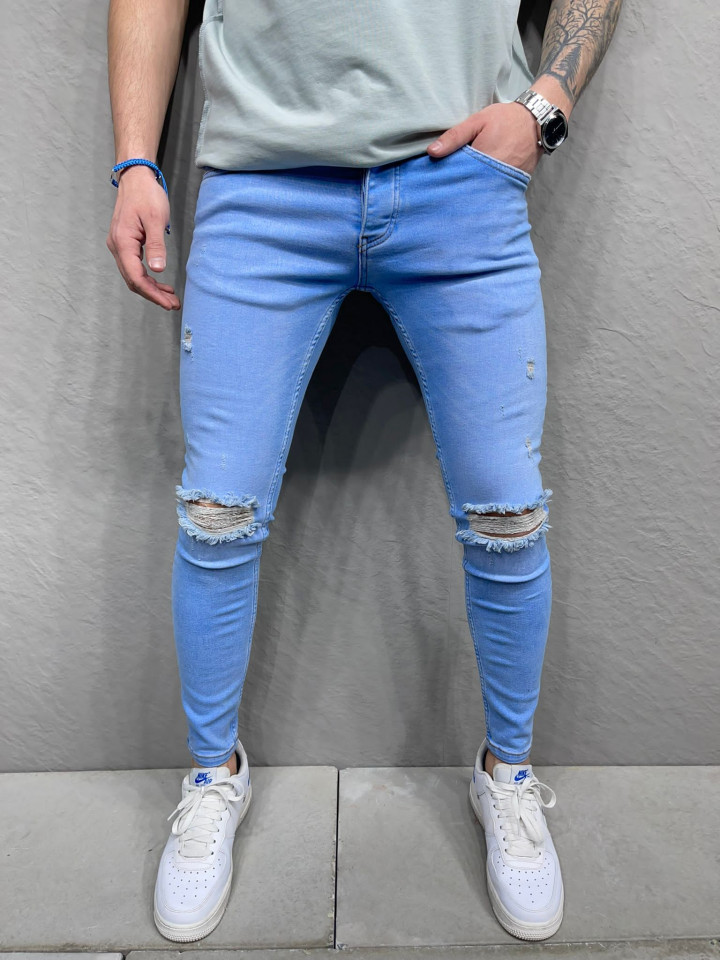 BLUGI SKINNY FIT RUPTI BLUE BGAS820(6963) (MĂRIME: 38)