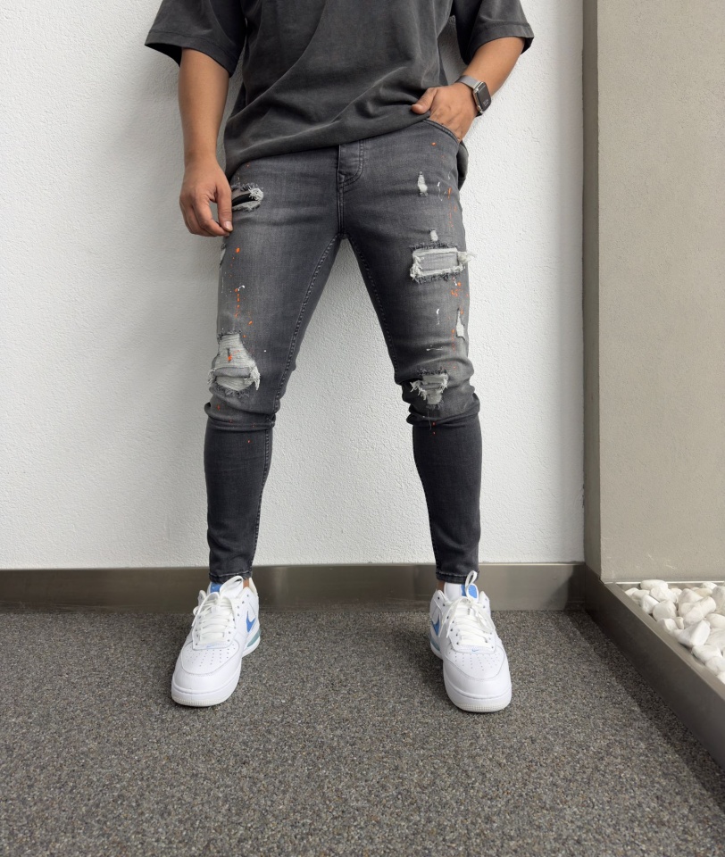 BLUGI SKINNY FIT SPLASH ORANGE GREY BGKM1(1114-1) (MĂRIME: 36)