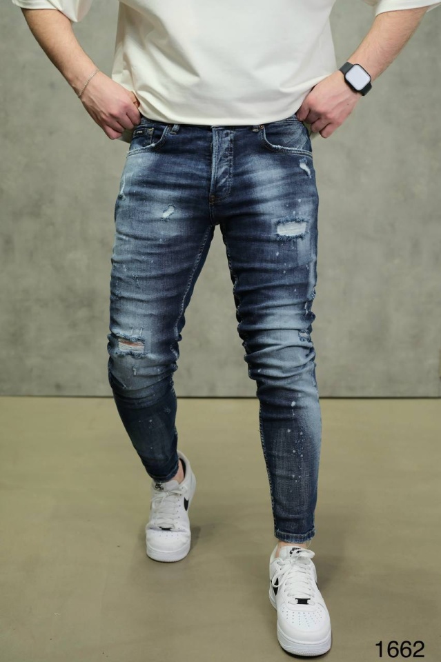 BLUGI SLIM FIT BLUE DESTROYED – URBAN DISTRESSED STYLE BGAS1196(C1662) (MĂRIME: 31)