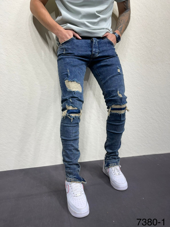 BLUGI SLIM PATCHES&ZIPPER BLUE BGAS923(7380-1) (MĂRIME: 31)