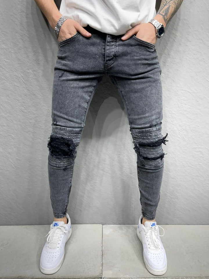 BLUGI SLIM ZIPPER&PATCHES GREY BGAS782(6819) (MĂRIME: 33)