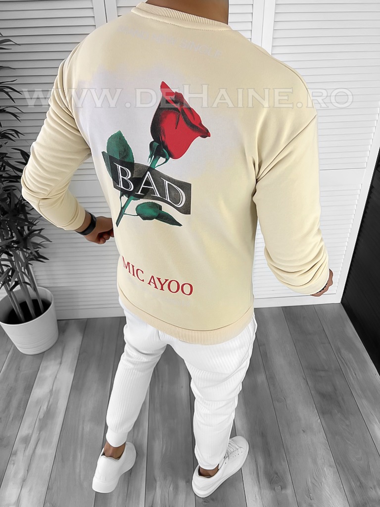 Bluza barbati bej cu imprimeu pe spate K141 P20-1.2