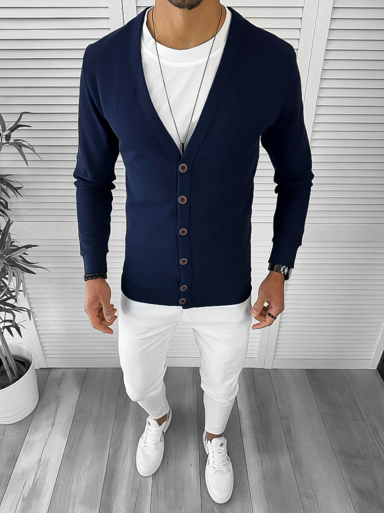 Bluza barbati bleumarin slim fit 12980 D8-2 U1