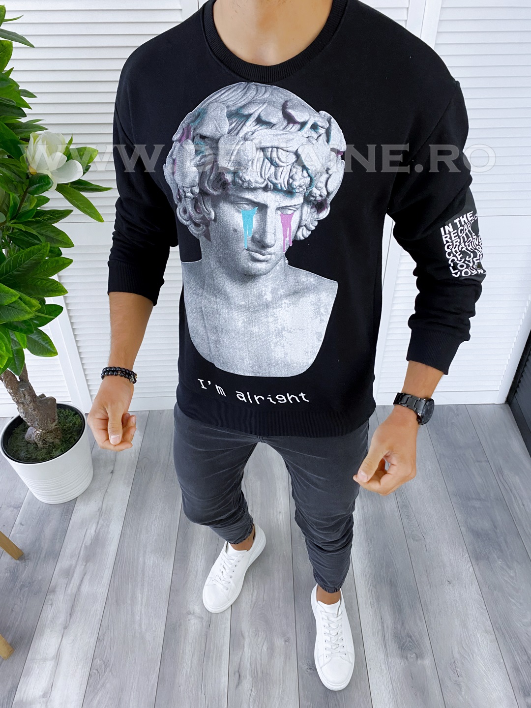 Bluza barbati neagra slim fit K404 V13