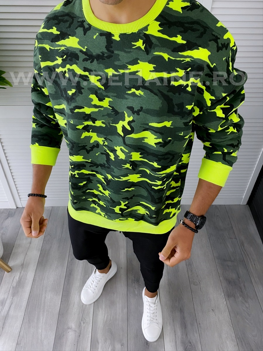 Bluza barbati oversize camuflaj verde K347 D7-2