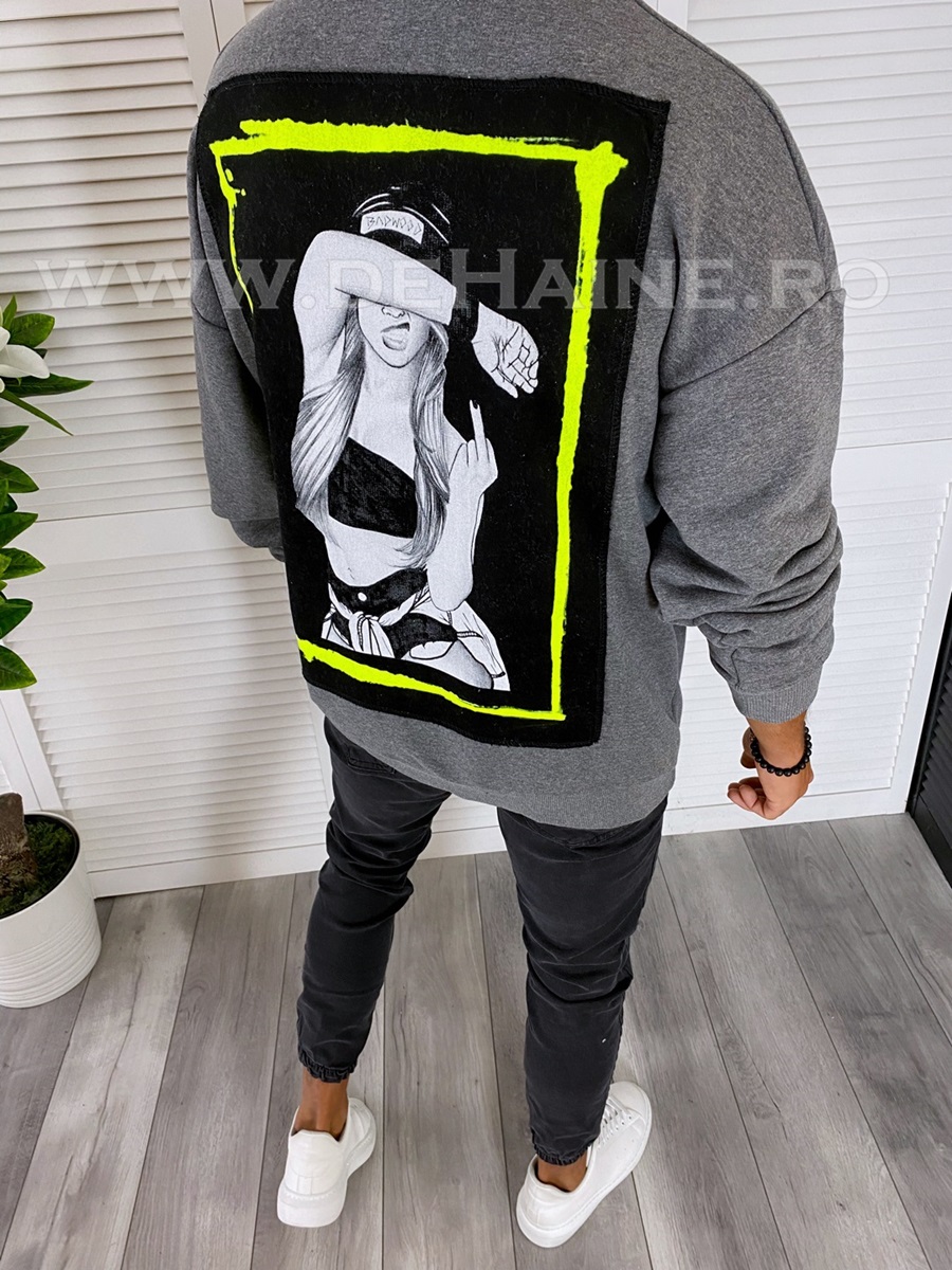 Bluza barbati slim fit gri cu imprimeu K203 O2-4.1