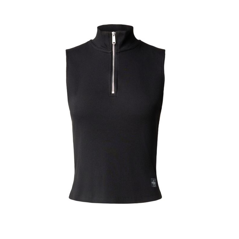 Bluza cu fermoar Calvin Klein A- WOVEN LABEL SL QZ TOP - poza 2