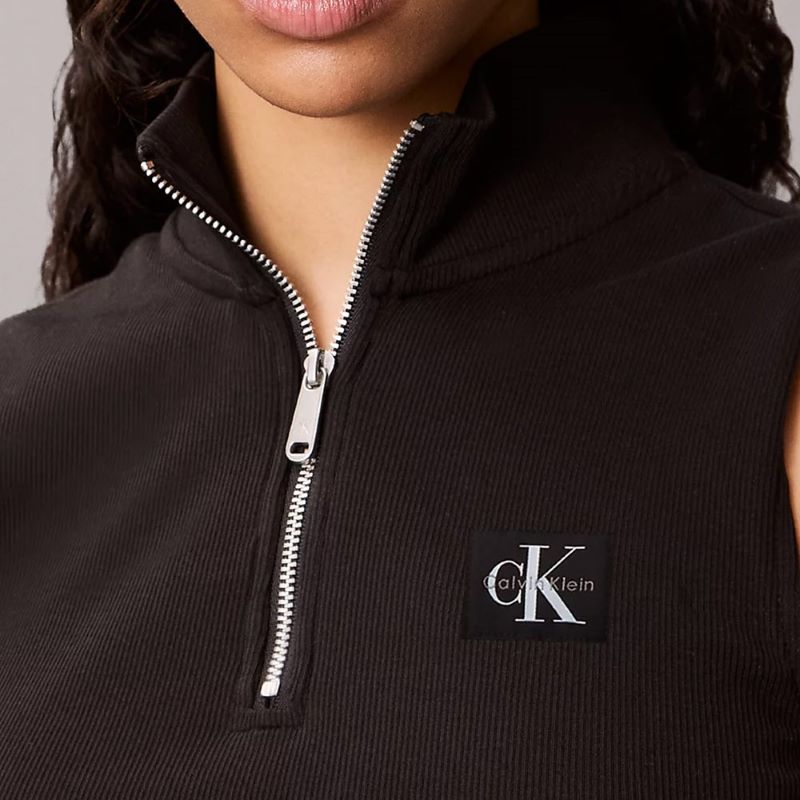 Bluza cu fermoar Calvin Klein A- WOVEN LABEL SL QZ TOP - poza 3