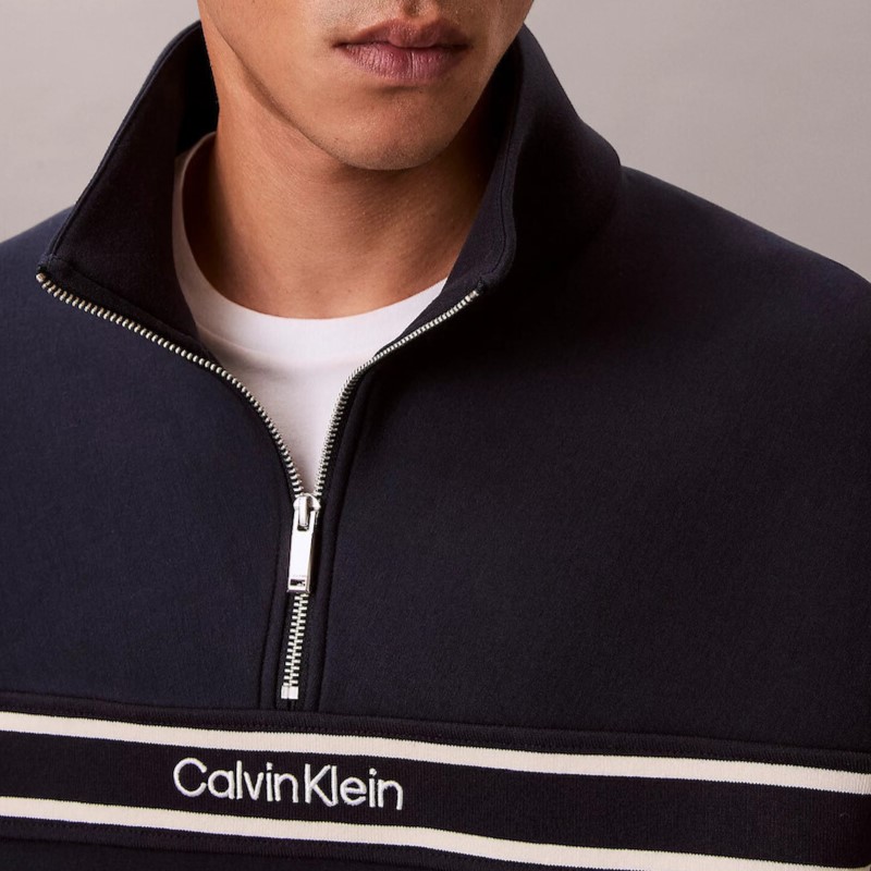 Bluza cu fermoar Calvin Klein LS COTTON SPACER STRIPE RIB QTR - poza 3