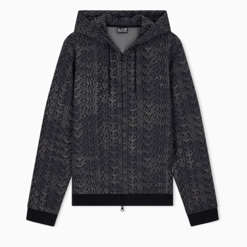 Bluza cu fermoar EA7 TRAIN LOGO SERIES M HOODIE FZ MONOGRAM COPL - poza 3