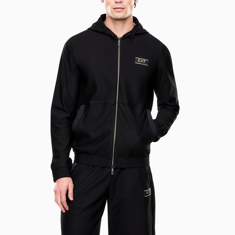 Bluza cu fermoar EA7 TRAIN PREMIUM LABEL M HOODIE FZ KNITTED JACQUARD - poza 1