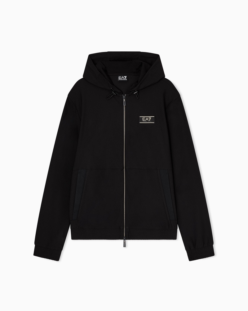 Bluza cu fermoar EA7 TRAIN PREMIUM LABEL M HOODIE FZ KNITTED JACQUARD - poza 3