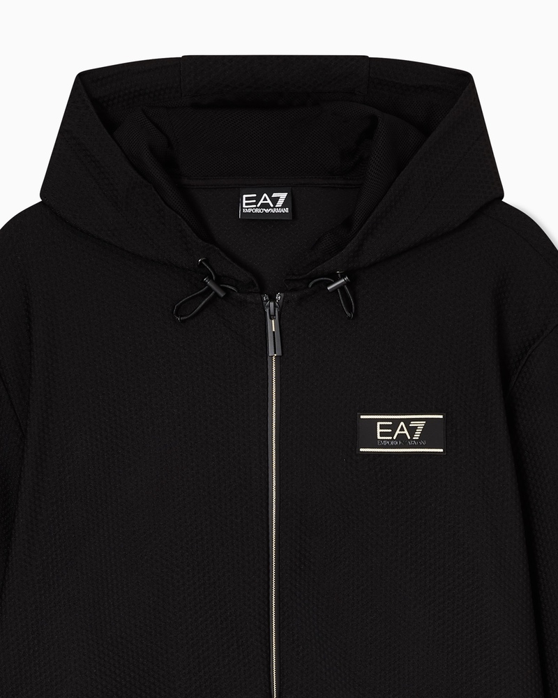 Bluza cu fermoar EA7 TRAIN PREMIUM LABEL M HOODIE FZ KNITTED JACQUARD - poza 5