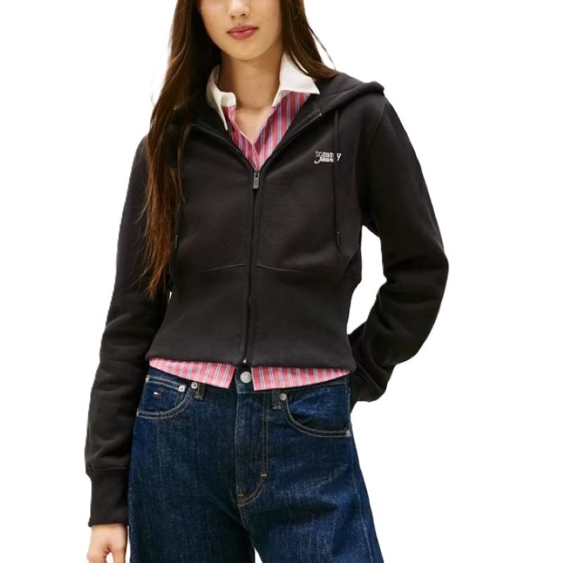 Bluza cu fermoar Tommy Hilfiger TJW REG SILVER SCRIPT ZIP THRU
