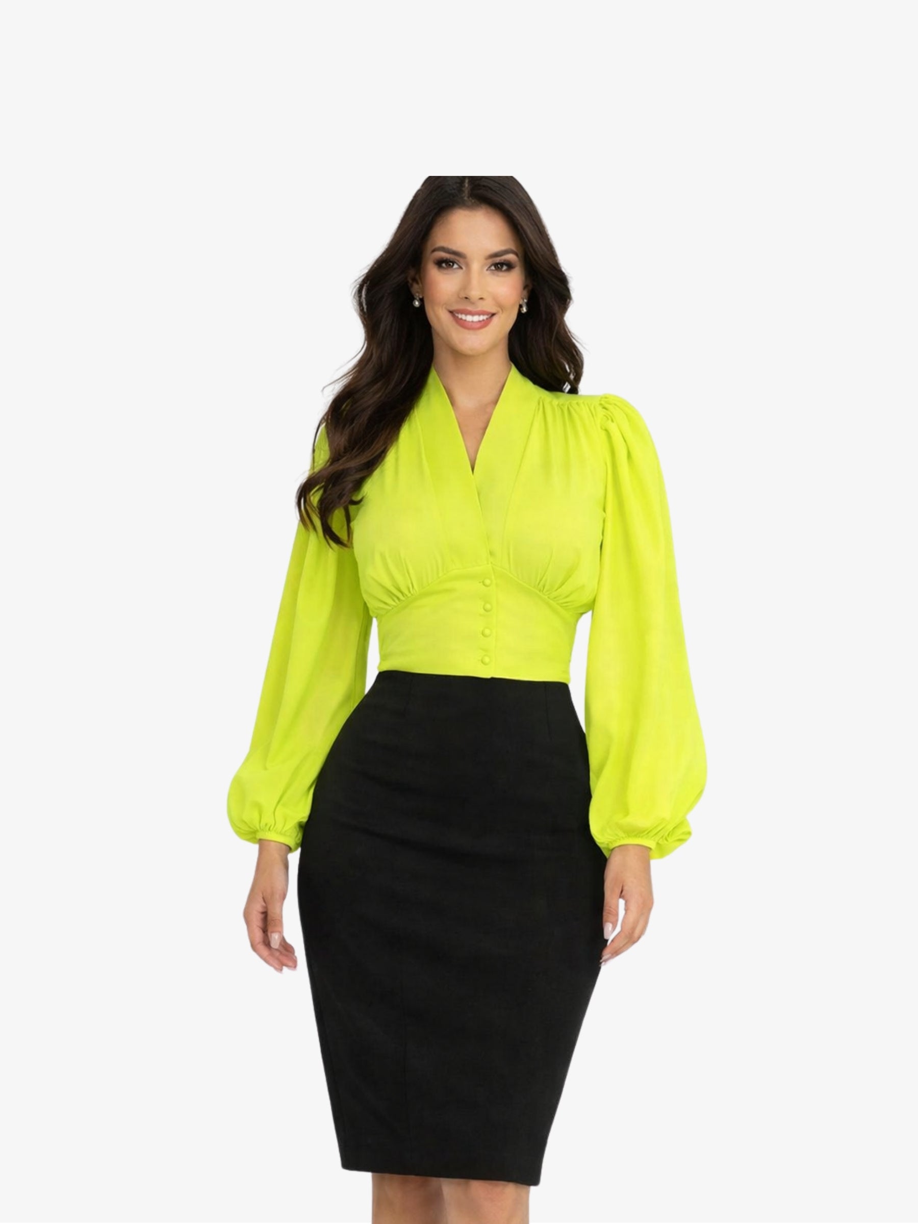 Bluza din Satin si Bumbac "Arra", Verde - L