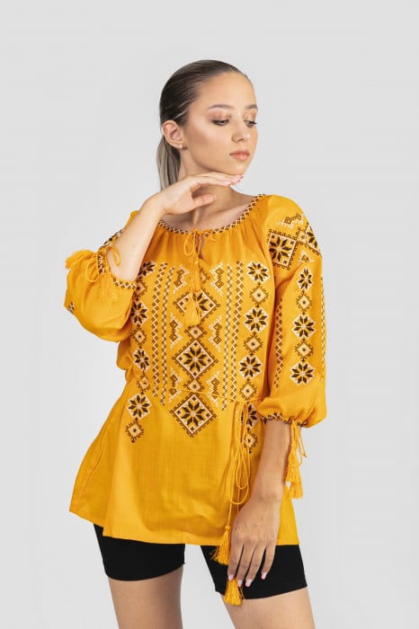 Bluza galbena cu motiv geometric multicolor Edith