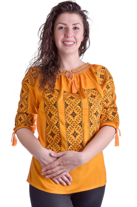 Bluza galbena cu motiv geometric negru Elvira 04