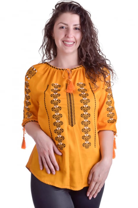 Bluza galbena cu motiv geometric negru Melissa 01
