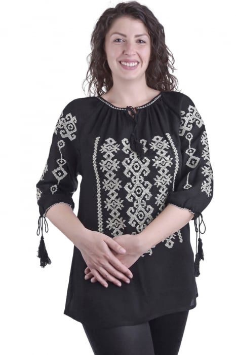 Bluza neagra cu motiv gri Ivona