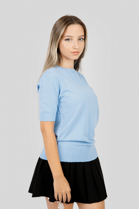 Bluza tricotata bleu cu fir stralucitor
