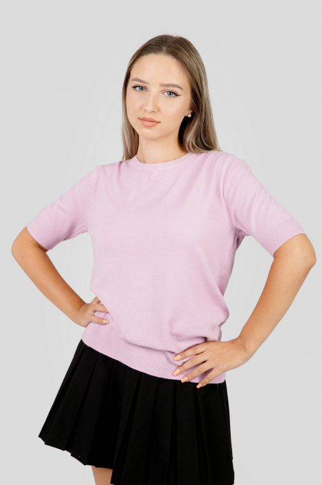 Bluza tricotata roz cu fir stralucitor