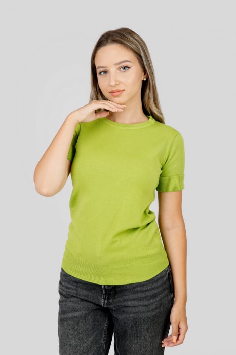 Bluza tricotata verde lime cu nasturi decorativi